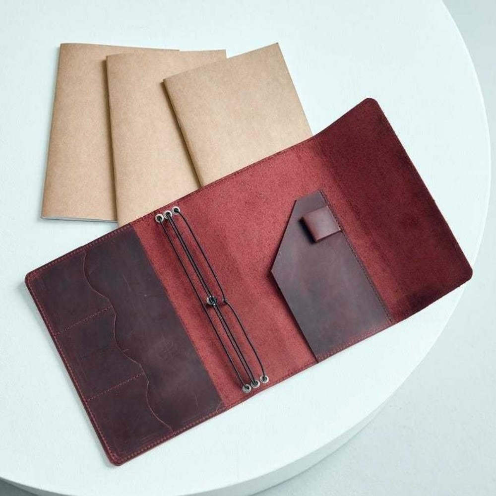 Vintage Leather Journal Notebook - Organizador de caderno recarregável em couro,